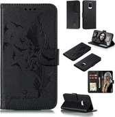 Voor Xiaomi Redmi Note 9S Litchi Texture Feather Embossing Pattern Horizontale Flip lederen tas met houder & kaartsleuven & portemonnee & fotolijst & lanyard (zwart)