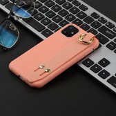Voor iPhone 11 schokbestendig TPU-hoesje in effen kleur met polsband (koraaloranje)
