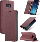 CaseMe-013 Multifunctionele Retro Frosted Horizontale Flip Leren Case met Kaartsleuf & Houder & Portemonnee voor Galaxy S8 Plus (Wijnrood)