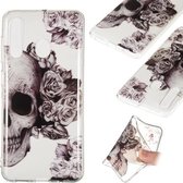 Coloured Drawing Transparant Clear TPU Case voor Galaxy A60 (Skull)