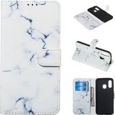 Gekleurde tekening marmer patroon horizontale flip PU lederen tas met houder & kaartsleuven & portemonnee voor Galaxy A40 (wit)