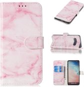 Gekleurde tekening marmer patroon horizontale flip PU lederen tas met houder & kaartsleuven & portemonnee voor Galaxy S10 5G (roze)