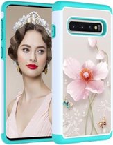 Gekleurde tekening patroon PC + TPU beschermhoes voor Galaxy S10 (Pearl Flower)