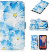 Gekleurde tekening marmer patroon horizontale flip PU lederen tas met houder & kaartsleuven & portemonnee voor Galaxy A7 (2018) (orchidee)