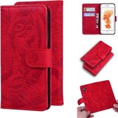 Voor iPhone 6s Plus / 6 Plus Tiger Embossing Pattern Horizontale Flip lederen tas met houder & kaartsleuven & portemonnee (rood)