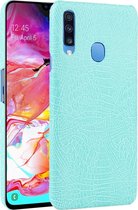 Samsung Galaxy A20s Hoesje - Mobigear - Croco Serie - Hard Kunststof Backcover - Turquoise - Hoesje Geschikt Voor Samsung Galaxy A20s