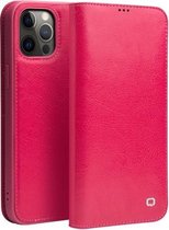QIALINO Horizontale leren flip case met houder & kaartsleuven & portemonnee voor iPhone 12 Pro Max (rose rood)
