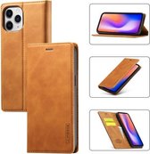 LC.IMEEKE Sterk magnetisme Ultradunne horizontale flip schokbestendige matte TPU + PU lederen tas met houder & kaartsleuven en portemonnee voor iPhone 12 Pro Max (bruin)