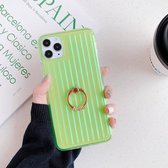 Galvaniserende gradiëntkoffer streep TPU schokbestendige beschermhoes met standaardringhouder, model: voor iPhone 8 Plus / 7 Plus (lasergradiënt goud)