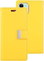 Voor iPhone 12 mini GOOSPERY RICH DAGBOEK Crazy Horse Textuur Horizontale Flip Leren Case met Houder & Kaartsleuven & Portemonnee (Geel)