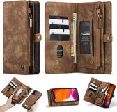 Voor iPhone 12 mini CaseMe-008 Afneembare multifunctionele horizontale flip lederen tas met kaartsleuf & houder & rits portemonnee & fotolijst (bruin)
