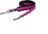 AnnyX hondenriem leiband gewatteerd zwart-fuchsia 1,5 -2 cm breed max lengte 300 cm