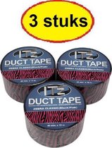 IT'z Duct Tape 38- Zebra Classic Zwart / Roze 3 stuks  48 mm x 10m  |  tape - plakband - ducktape - ductape