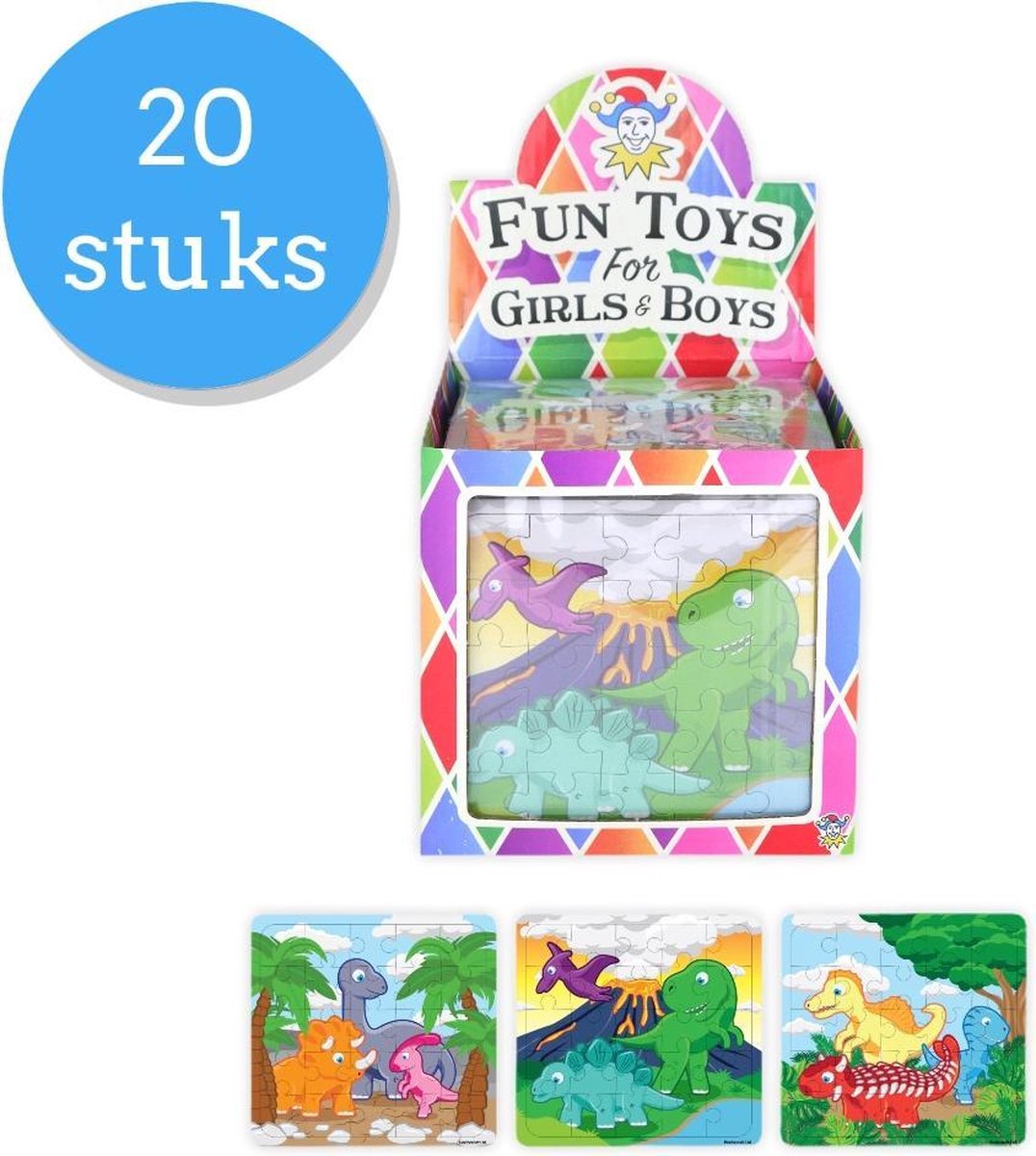 Uitdeelcadeau puzzel Dino's - 20 Stuks - Traktatie - Klein speelgoed - GRATIS Verzending