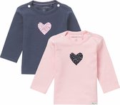 Noppies 2pack SHIRTS Roze en Blauw met Hart - Maat 74