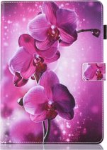 GadgetBay Orchidee bloem flipcase leder hoes iPad mini 1 2 3 4 5 - Paars Roze