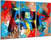 GroepArt - Schilderij -  Abstract - Blauw, Geel, Rood - 120x80cm 3Luik - 6000+ Schilderijen 0p Canvas Art Collectie