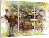 GroepArt - Schilderij -  Natuur - Groen, Rood, Geel - 120x80cm 3Luik - 6000+ Schilderijen 0p Canvas Art Collectie