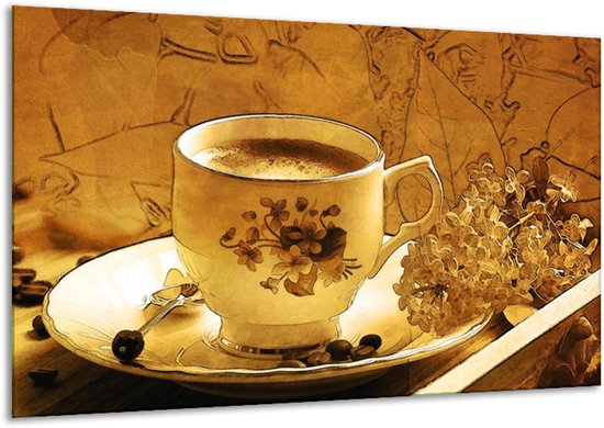 Schilderij Op Canvas Keuken - Bruin, Geel - 120x70cm 1Luik - Foto Op Canvas - GroepArt 6000+ Schilderijen 0p Canvas Art Collectie - Wanddecoratie - Woonkamer - Slaapkamer - Canvas Print