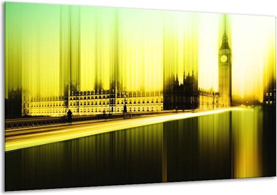 Peinture sur toile Londres | Jaune, vert, noir | 120x70cm 1Hatch