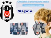 besiktas mondkapje besiktas vlag 50 stuks wegwerp Beşiktaş JK print mondkapje kind mondmasker kinderen - bedrukt - wegwerp - 3 laags hoge kwaliteit