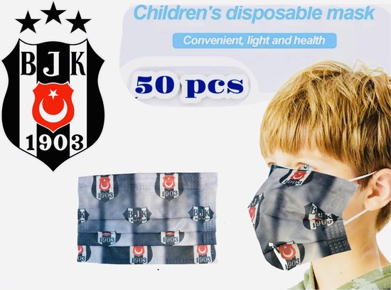 besiktas mondkapje besiktas vlag 50 stuks wegwerp Be ikta JK print mondkapje kind. bol
