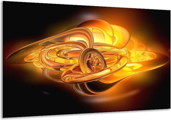 Schilderij Op Canvas Abstract - Geel, Oranje, Bruin - 120x70cm 1Luik - Foto Op Canvas - GroepArt 6000+ Schilderijen 0p Canvas Art Collectie - Wanddecoratie - Woonkamer - Slaapkamer - Canvas Print