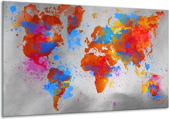 Canvas schilderij Wereld | Grijs, Rood, Blauw | | F005539