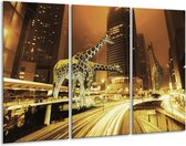 GroepArt - Schilderij -  Giraffe - Geel, Bruin, Zwart - 120x80cm 3Luik - 6000+ Schilderijen 0p Canvas Art Collectie