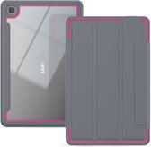Étui pour Samsung Galaxy Tab A7 (2020) - Étui à livre à trois volets avec coque arrière transparente et porte-crayon - 10,4 pouces - Rose / Grijs