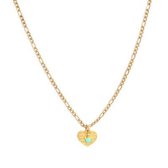 Ketting heart gold turquoise star