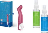 Satisfyer G-spot Vibrator “Petting Hippo” – roze met Pleasure Glide Glijmiddel & Toy Cleaner