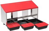 LEGNEST/LEGHUIS VOOR KIPPEN ALUMINIUM MET 3 SECTIES 78X48X45CM