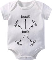 Hospitrix Baby Rompertje met Opdruk "Instructies"| 0-3 maanden | 50/56 |  Korte Mouw | Cadeau voor Zwangerschap