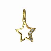 Silventi 132401192 Gouden Hangertje - Dames - Ster - Zirkonia - 9 x 8,8 mm Doorsnee - 14 Karaat - Bedel - Goud