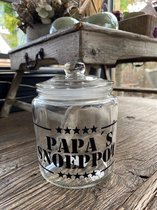 Voorraad pot - snoep pot - glazen voorraad pot met deksel - met de tekst SNOEPPOT VAN PAPA -  vaderdag cadeau - papa - opa - verjaardag