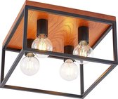 Lindby - plafondlamp - 4 lichts - staal, eikenhout - H: 22.5 cm - E27 - eiken,