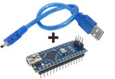 Nano V3.0 ATMEGA328P (Arduino Nano) - Compatible - Gesoldeerde Headers - met Mini USB Kabel