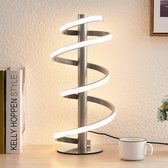 Lucande - LED tafellamp- met dimmer - 1licht - aluminium, silicone - H: 45 cm - nikkel satijn, wit - Inclusief lichtbron