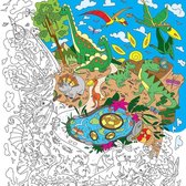 XXL Giant Kleurplaat met Dinosaurus voor Kinderen - Grote Kleurboek voor Meisjes, Jongens en Volwassenen - Kleurposter 980x680 mm - DINOLAND