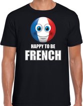 Frankrijk emoticon Happy to be French landen t-shirt zwart heren L