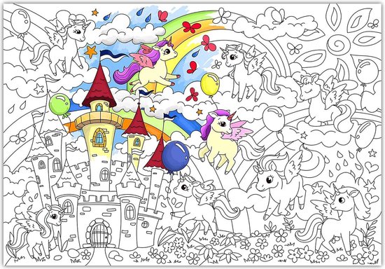 Coloriage Giant XXL avec licorne pour Enfants - Grand livre de coloriage avec Unicorn pour Filles, Garçons et Adultes - Poster à colorier 980x680 mm - LICORNES
