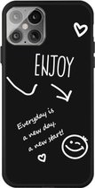 Geniet van Smiley Heart Pattern Shockproof TPU Case voor iPhone 12 mini (zwart)