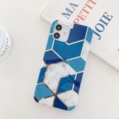 Glitterpoeder gegalvaniseerd marmer TPU telefoonhoesje voor iPhone 12/12 Pro (blauw)