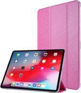 Voor iPad Pro 12.9 (2020) TPU Silk Texture drievoudige horizontale flip lederen tas met houder (rose rood)