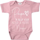 Romper vaderdag-papa ik blijf voor altijd je kleine meisje-roze-wit-Maat 80