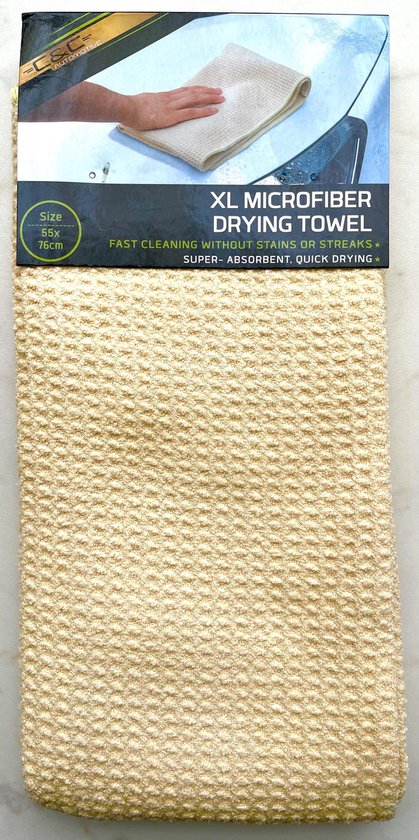 XL Microvezel handdoeken voor auto's drogen GEEL/GRIJS 90cmx60cm Extra Grote Maat Absorberende Sneldrogende Auto Motorfietsen Exterieur Schoonmaak Handdoeken 800gsm (Pack van 1