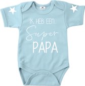 Romper vaderdag-ik heb een super papa-lichtblauw-wit-Maat 74