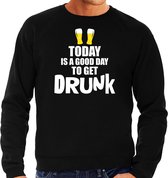 Zwarte bier sweater / trui good day to get drunk voor heren 2XL