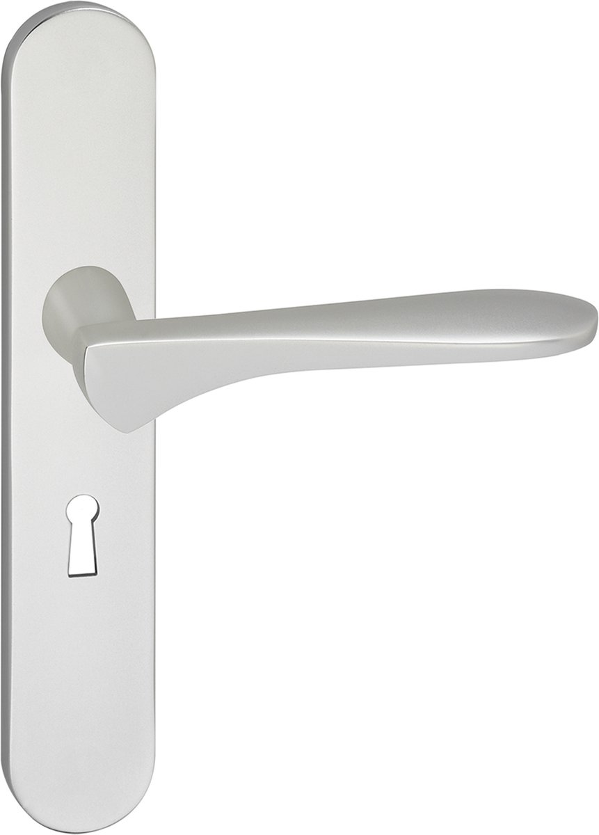 Deurkruk - Impresso Watford - Voor binnen - Ovaal deurschild met sleutelgat - Aluminium - 2 stuks